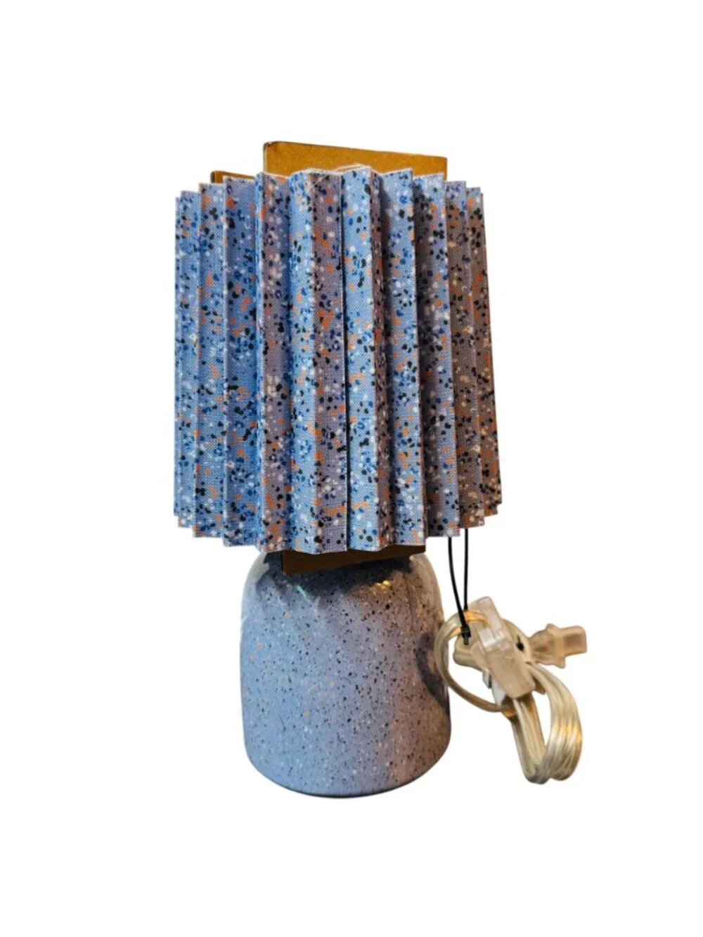 Room Essentials Blue Speckled Ceramic Table Lamp With Accordion Shade - 10.5 Inc